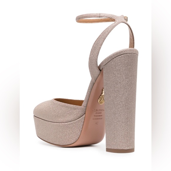 AQUAZZURA So High 140MM Plateau Metallic Pumps Size 39 - Picture 3 of 13